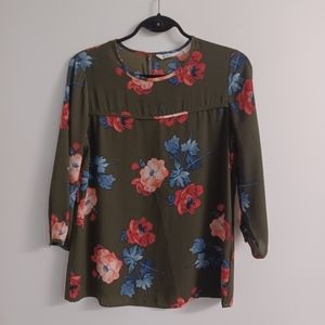 Reitmans Floral Quarter Length Sleeve Blouse